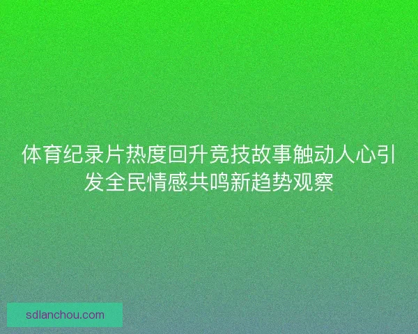 体育纪录片热度回升竞技故事触动人心引发全民情感共鸣新趋势观察
