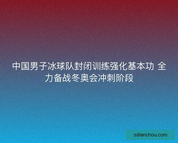 中国男子冰球队封闭训练强化基本功 全力备战冬奥会冲刺阶段